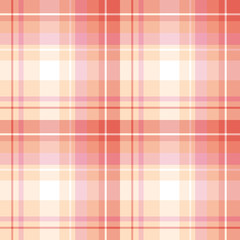 Seamless pattern in orange, pink and white colors for plaid, fabric, textile, clothes, tablecloth and other things. Vector image.
