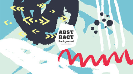 Abstract background illustration. Colorful lines, spots and dots. Decorative wallpaper, backdrop. Hand drawn texture, decor elements and shapes. Eps10 vector.