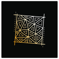 Zentangle Pattern black,  gold and white vector icon in outlines