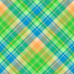 Seamless pattern in orange, blue and green colors for plaid, fabric, textile, clothes, tablecloth and other things. Vector image. 2