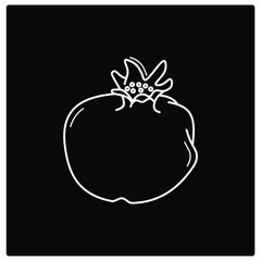 garnet black design, pomegranate vector icon in outline