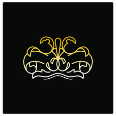 gold and white laurels, swirly border for black design, text divider icon in outline 