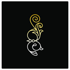 gold and white laurels, swirly border for black design, text divider icon in outline 