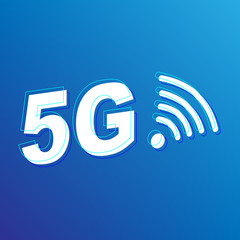 5G Plus 3D  concept vector design on Blue background