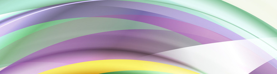 Colorful glossy elegant waves abstract banner design. Vector background