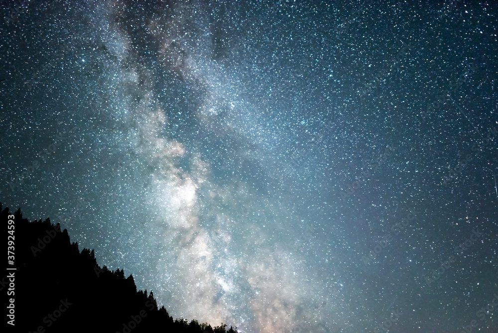 Wall mural milky way galaxy. this long exposure astronomical photograph taken in the middle of the night.