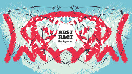 Abstract background illustration. Colorful lines, spots, constellations and polygons. Decorative symmetric wallpaper, backdrop. Hand drawn texture, decor elements and shapes. Eps10 vector.