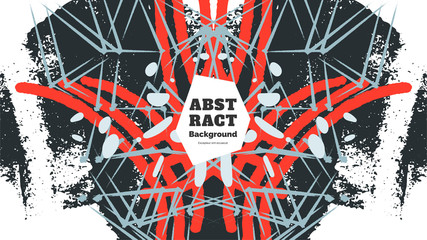 Abstract background illustration. Colorful lines, spots, constellations and polygons. Decorative symmetric wallpaper, backdrop. Hand drawn texture, decor elements and shapes. Eps10 vector.