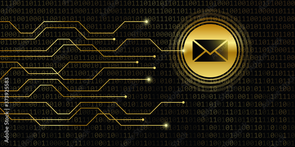 Poster digital post mail with binary code background vector illustration eps10