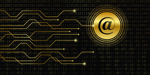 digital post mail with binary code background vector illustration EPS10