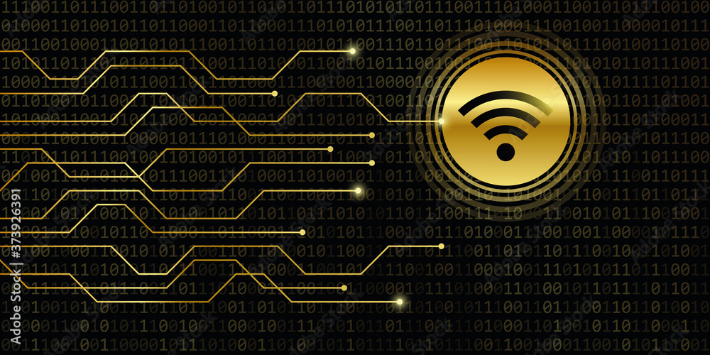 Poster wifi digital banner with binary code background vector illustration eps10