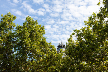 Architecture of Madrid in Spain in autumn, September