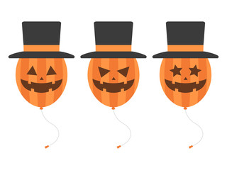ハロウィーンのカボチャのオバケの風船のイラスト