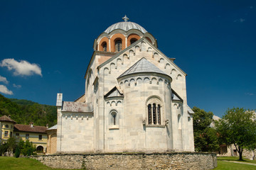 Fototapeta na wymiar Famous Serbian orthodox monastery Studenica with medieval architecture