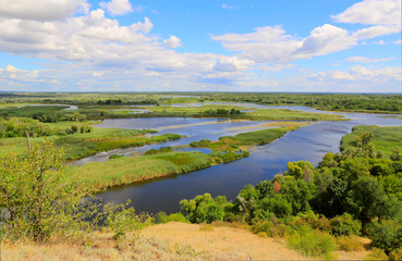 view from hill on delta river