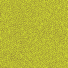 Seeds, rice, curls. Simple seamless light green and brown pattern with animal print. Scandinavian style, design for wallpaper, fabric, textile,wrapping paper. Coloring page, book.