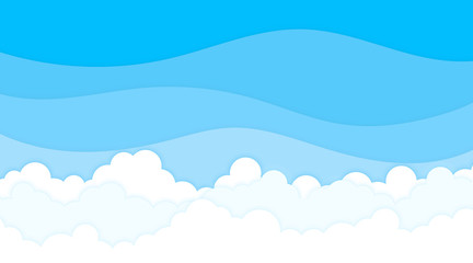 White fluffy cloud on top blue clear sky outdoor landscape paper concept vector background
