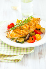 chicken breasts  and vegetables
