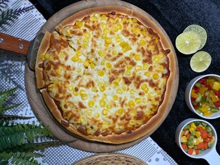 Hot pizza on plate
