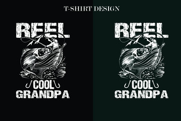 Fototapeta premium reel cool grandpa t-shirt design