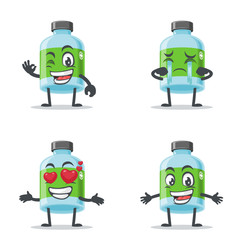 vector illustration of mascot or medicine bottle character collection set with expression theme