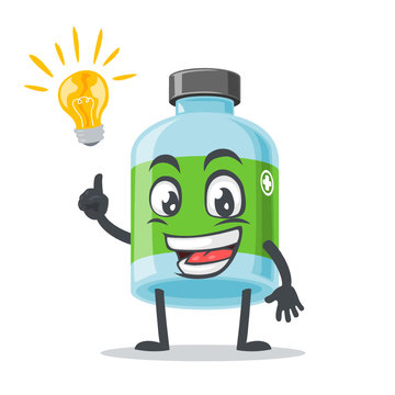 vector illustration of mascot or medicine bottle character got idea