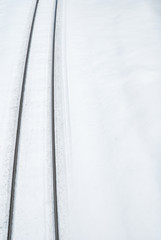 線路　鉄道　冬　雪　素材