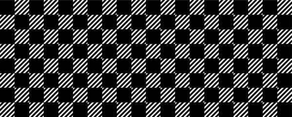 Black and white tablecloth style. Vector gingham and bluffalo check line pattern. Checkered picnic cooking table cloth. Texture from rhombus, squares for plaid, tablecloths. Flat tartan checker print