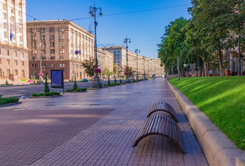 Naklejka premium The central street of the city of Kiev Ukraine 