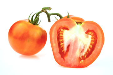 Red tomatoes isolated on white background