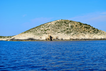 View of the blue Mediterranean sea and cliffs