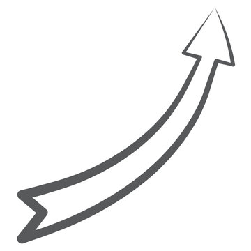
An icon style of curved upward, flexible turn arrow 
