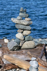 Inuksuk plied stone on the beach