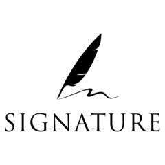 Quill Feather Pen Signature Handwriting logo design vector