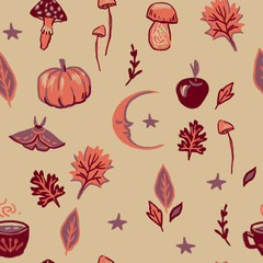 seamless pattern with autumn season elements