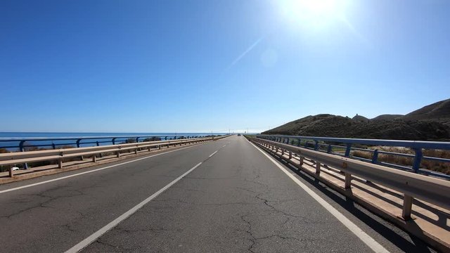 Driving across a spanish bridge, near Almeria 