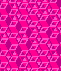 Abstract cube pattern in editable vector format. Seamless Cubes Pattern. Pink color. 3D vector background. Modern stylish texture.