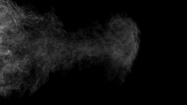 Dust particles sparkling on black background with mist sprinkling effect