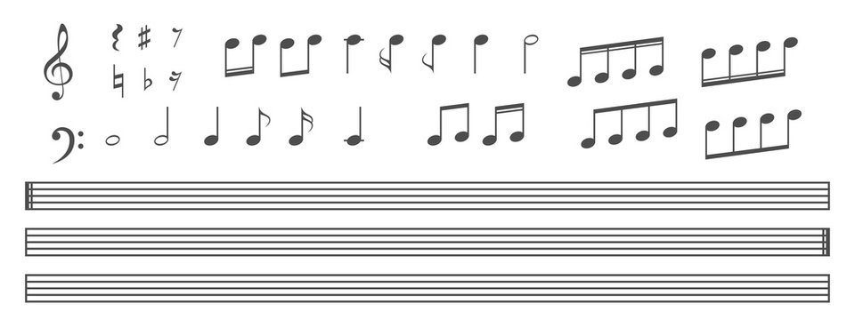 Set of music notes symbols vector