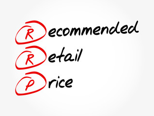 RRP - Recommended Retail Price acronym, business concept background
