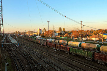 Fototapeta na wymiar Morning at the railway station in Dzhankoy, Crimea