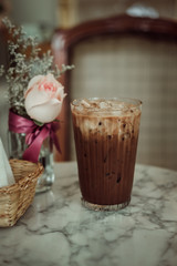 Iced mocha coffee in glass