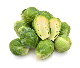 Fototapeta premium a pile of Brussels sprouts on a white background