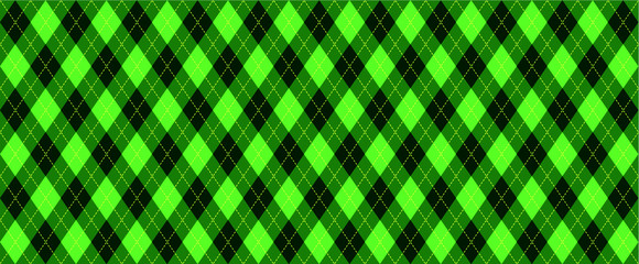 Green Harlequin Scottish Argyle style. Diamond pattern. Retro argyle pattern Checkered texture from rhombus, squares Flat tartan checker Vector gingham and bluffalo check line Christmas, xmass