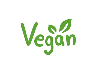Green vegan icon with leaves in a classic graphic design - 373940786