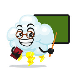 vector illustration of thunder cloud mascot or character teaching in front of blackboard