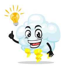 vector illustration of thunder cloud mascot or character got idea