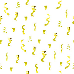 Vector shining confetti explosion, golden serpentine coils on white background, SEAMLESS PATTERN.
