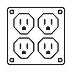 Four nema 5-15 power outlet line art vector icon for apps or websites