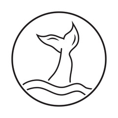 Whale tails or mermaid tail line art icon for apps or website